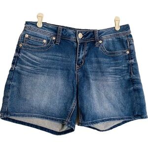 Seven7 Blue Thick Stitch Jean Denim Shorts Size 6 Classic American Summer